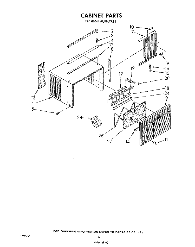 SECTION Diagram and Parts List for AC0052XT0  Whirlpool Air Conditioner