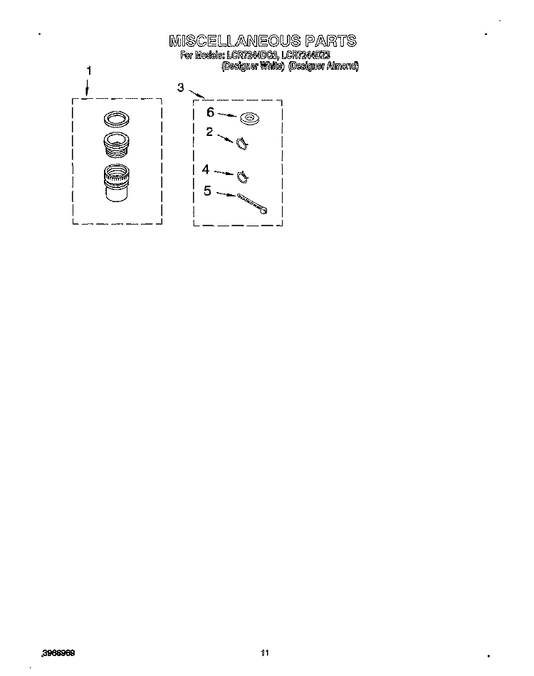 MISCELLANEOUS, LIT/OPTIONAL Diagram and Parts List for LCR7244DQ3  Whirlpool Washer