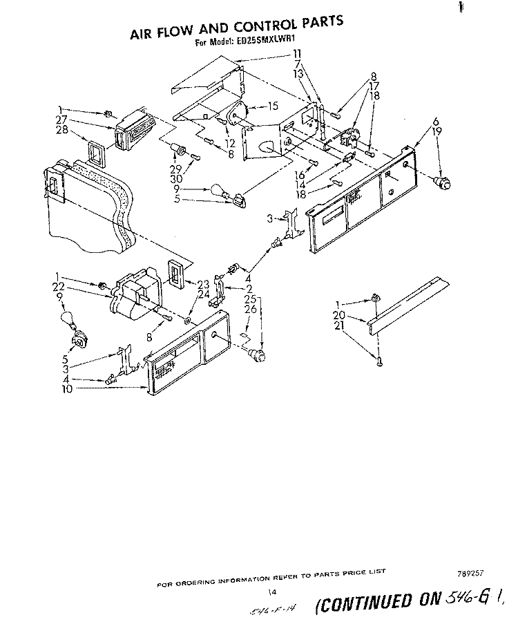 AIRFLOW AND CONTROL Diagram and Parts List for ED25SMXLWR1  Whirlpool Refrigerator