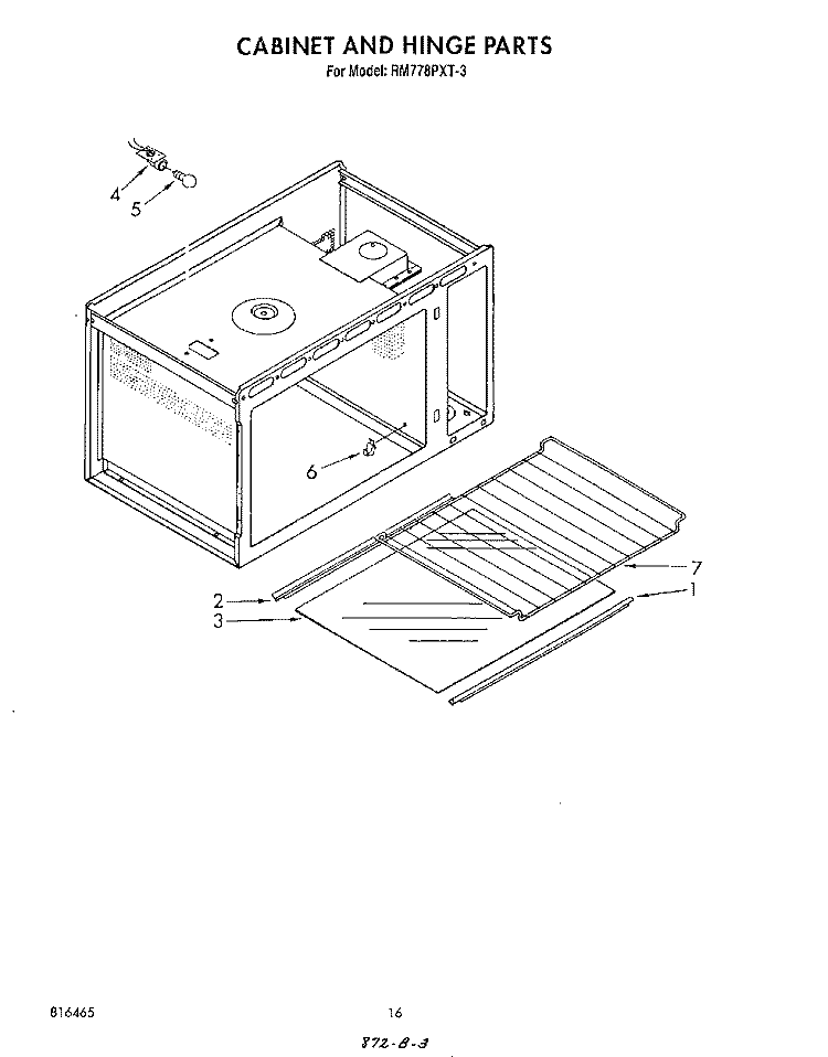 CABINET AND HINGE Diagram and Parts List for RM778PXT3  Whirlpool Microwave Oven Combo