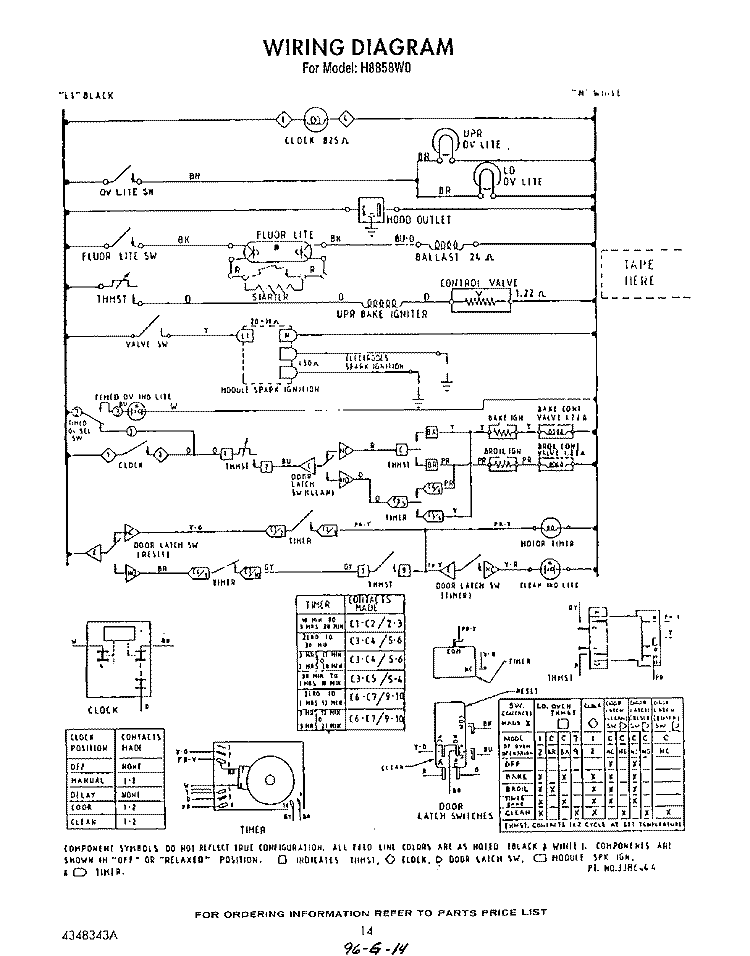 WIRING DIAGRAM Diagram and Parts List for H8858L0  Roper Range