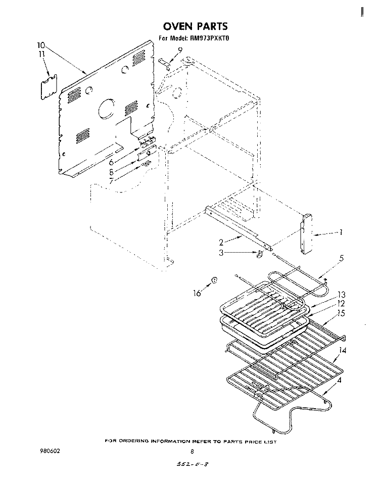 OVEN Diagram and Parts List for RM973PXKT0  Whirlpool Microwave Oven Combo