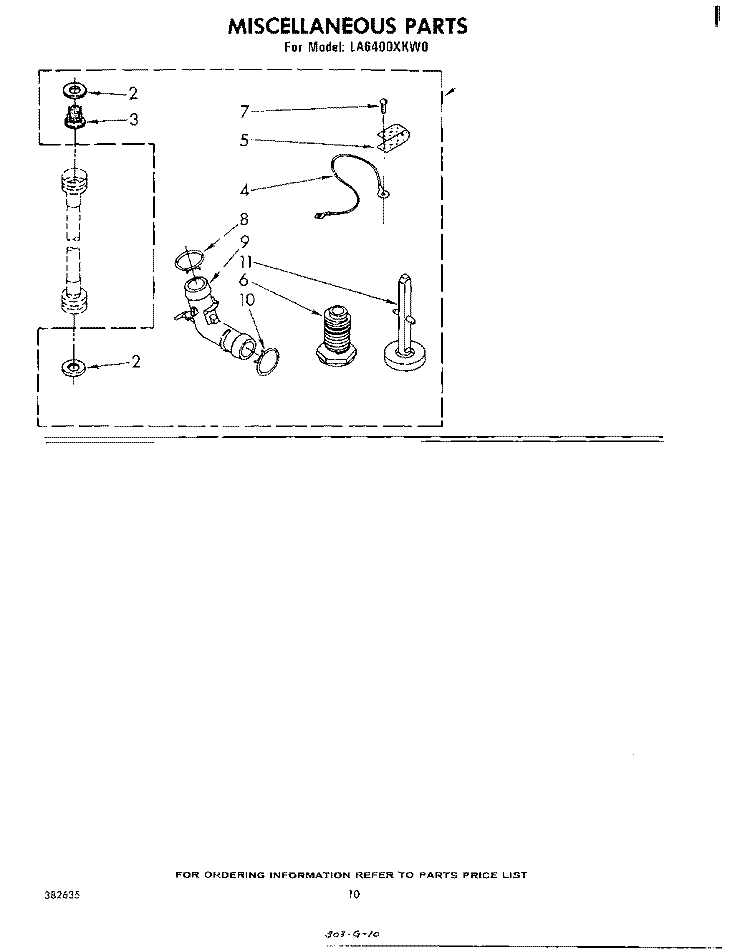 MISCELLANEOUS, LITERATURE AND OPTIONAL Diagram and Parts List for LA6400XKW0  Whirlpool Washer