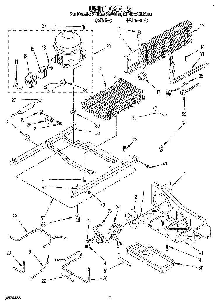 UNIT Diagram and Parts List for KTHS20KBWH00  KitchenAid Refrigerator