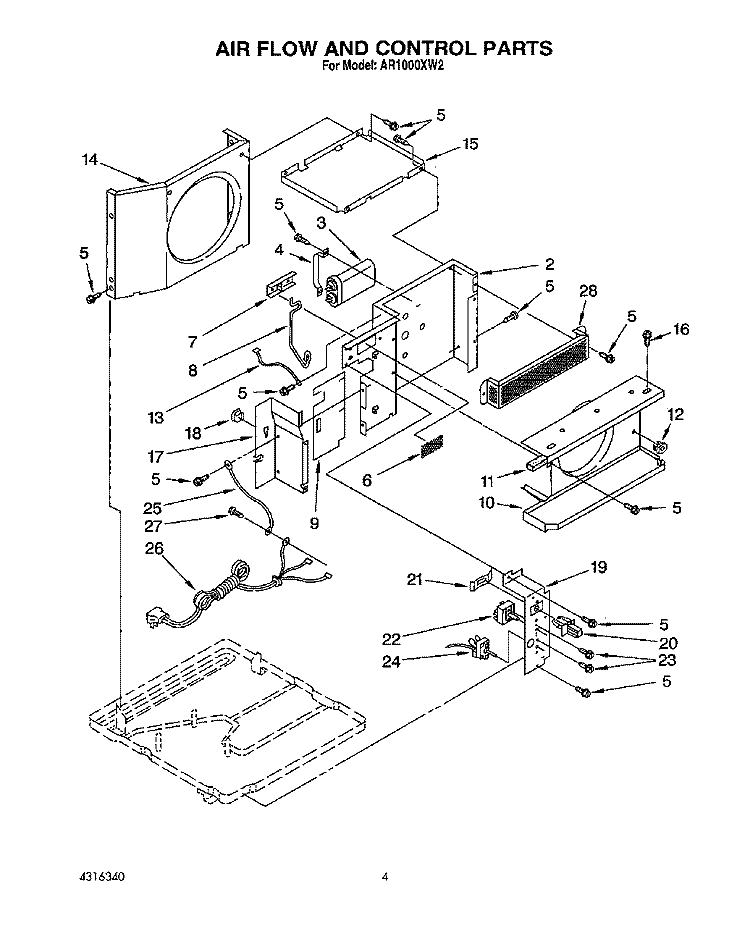 ARIFLOW AND CONTROL Diagram and Parts List for AR1000XW2  Whirlpool Air Conditioner