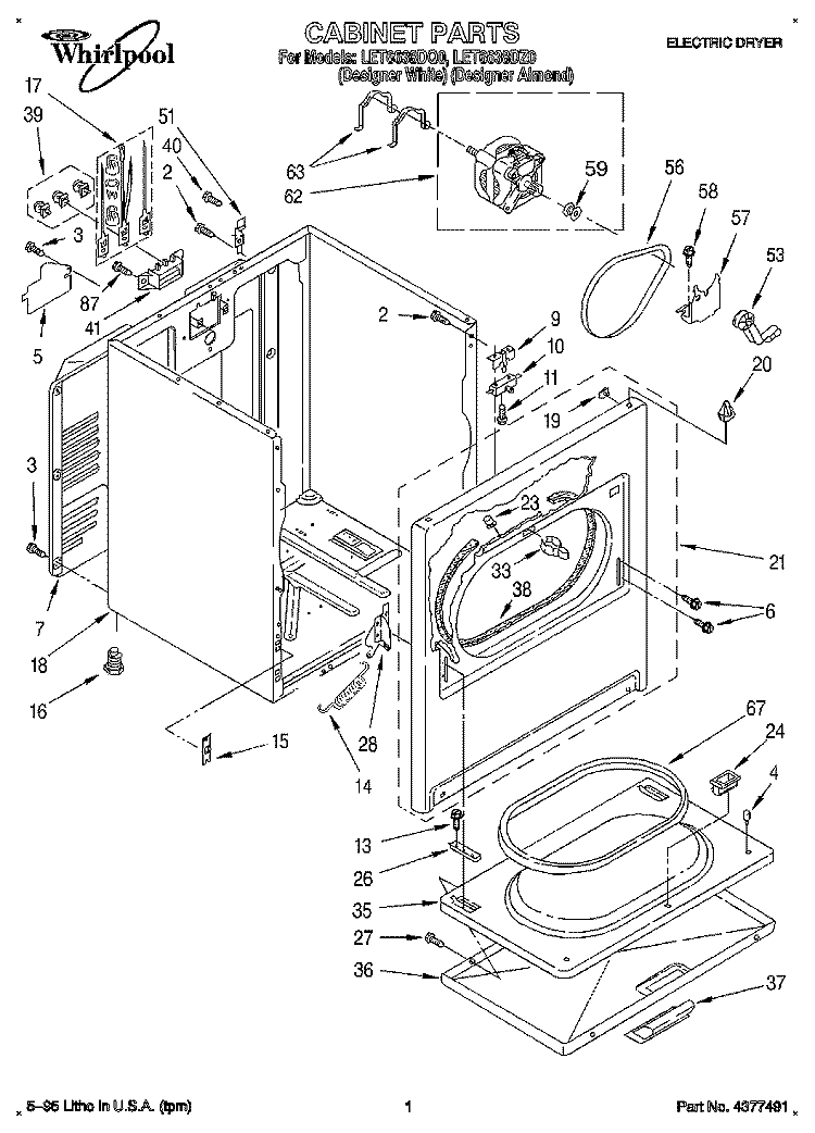 SECTION Diagram and Parts List for LET6638DQ0  Whirlpool Dryer