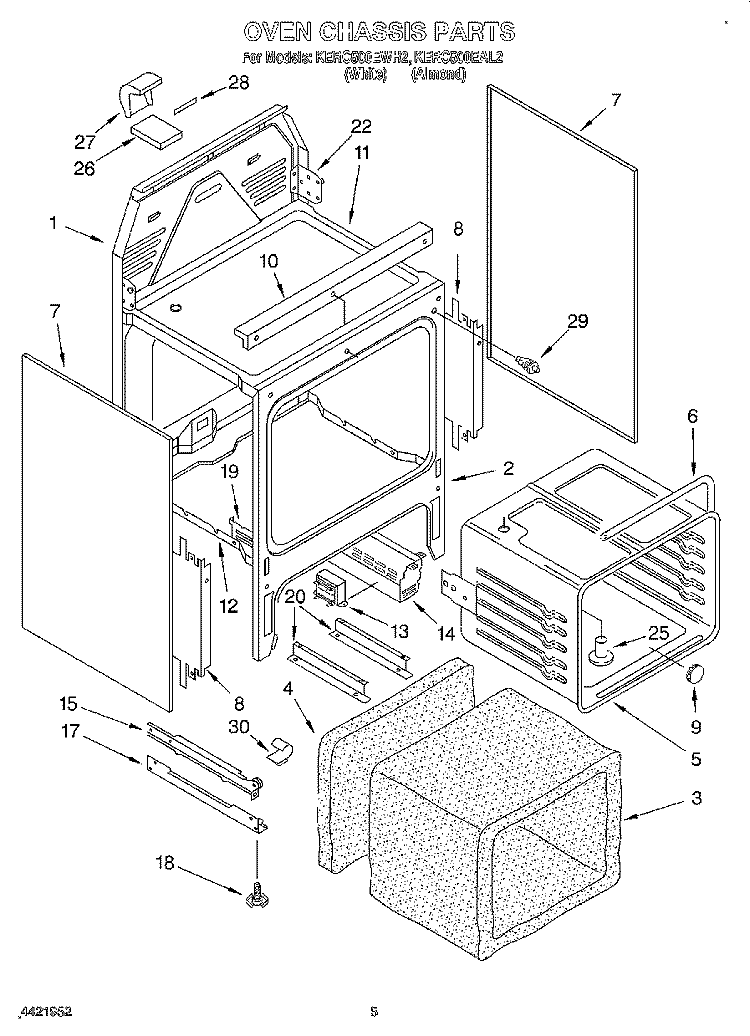 OVEN CHASSIS Diagram and Parts List for KERC500EAL2  KitchenAid Range