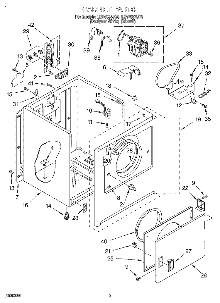 SECTION Diagram and Parts List for LEV4634JT0  Whirlpool Dryer