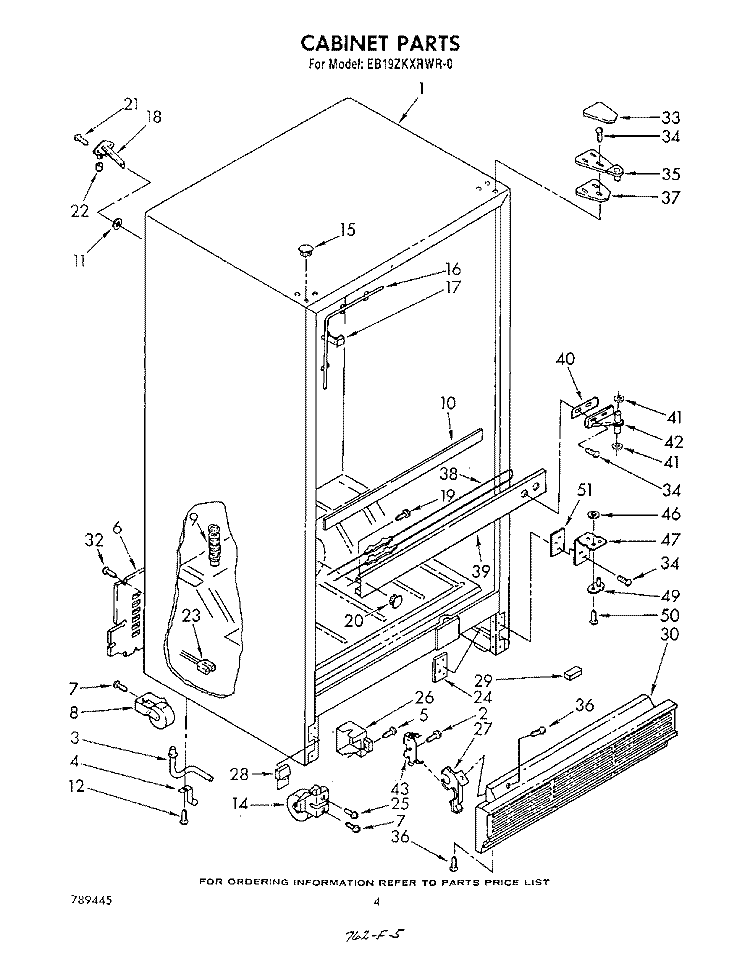 CABINET Diagram and Parts List for EB19ZKXRWR0  Whirlpool Refrigerator