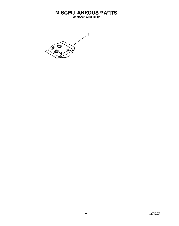 MISCELLANEOUS, LIT/OPTIONAL Diagram and Parts List for WU3006X2  Roper Dishwasher