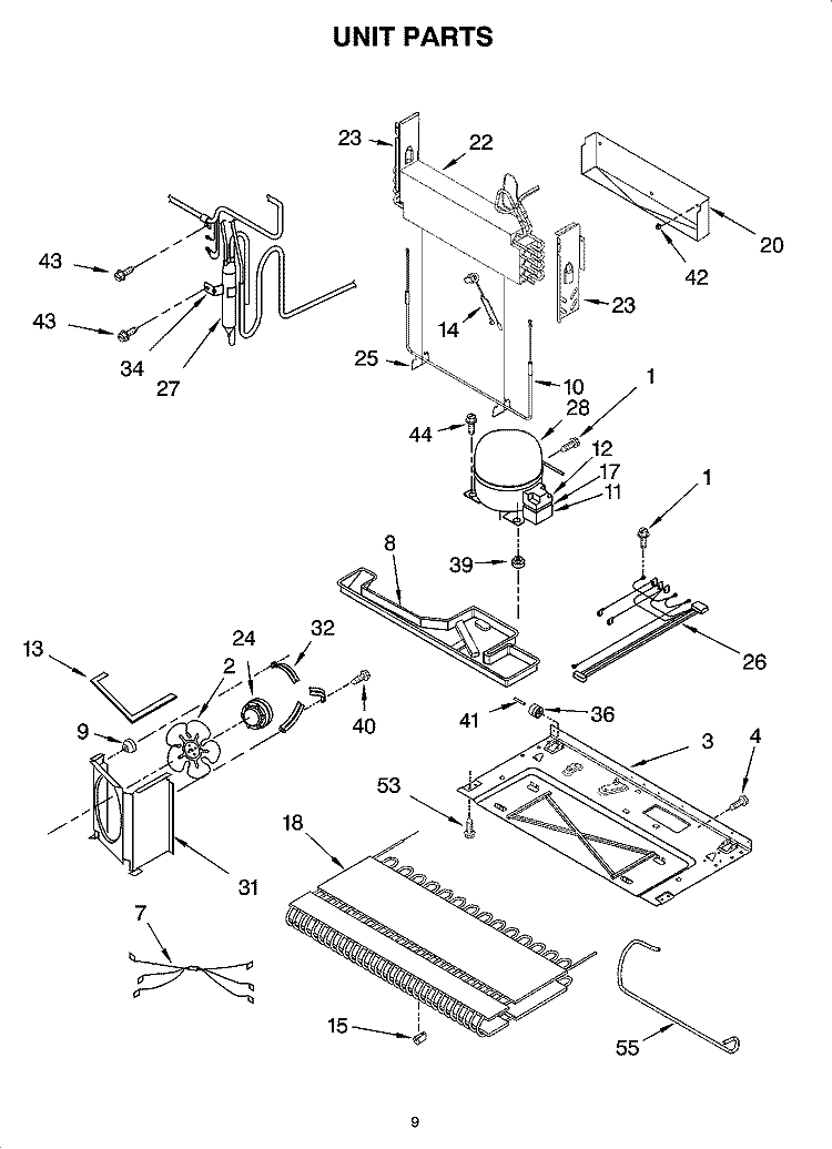 UNIT PARTS Diagram and Parts List for GB2SHDXPQ01  Whirlpool Refrigerator