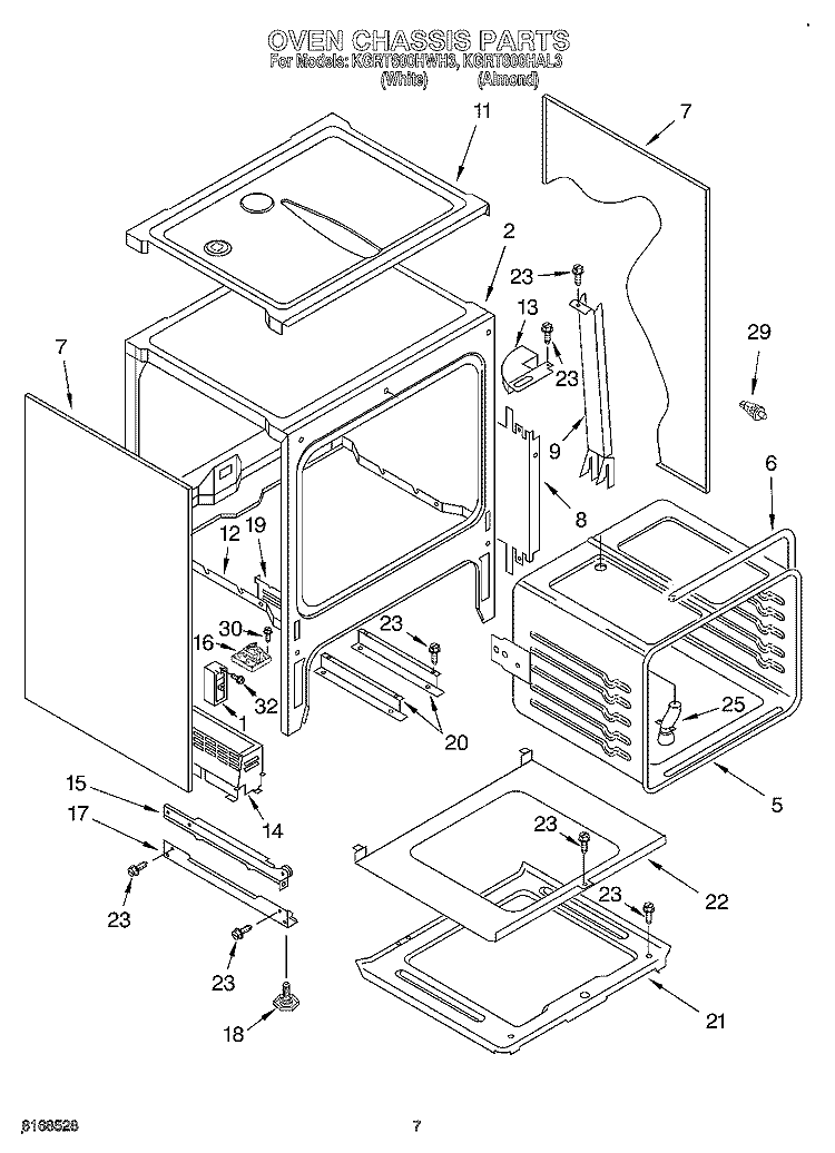OVEN CHASSIS Diagram and Parts List for KGRT600HAL3  KitchenAid Range