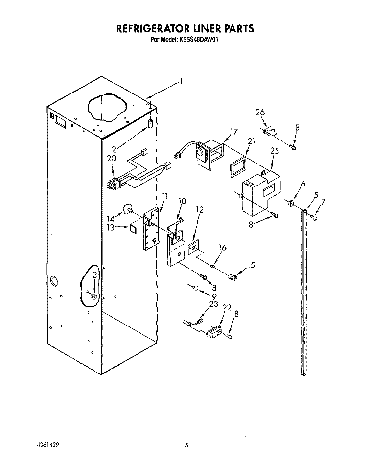 REFRIGERATOR LINER Diagram and Parts List for KSSS48DAW01  KitchenAid Refrigerator