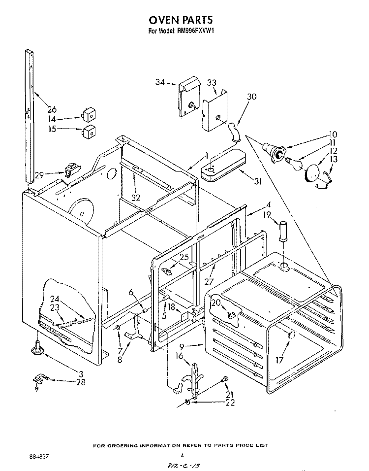 OVEN Diagram and Parts List for RM996PXVN1  Whirlpool Microwave Oven Combo
