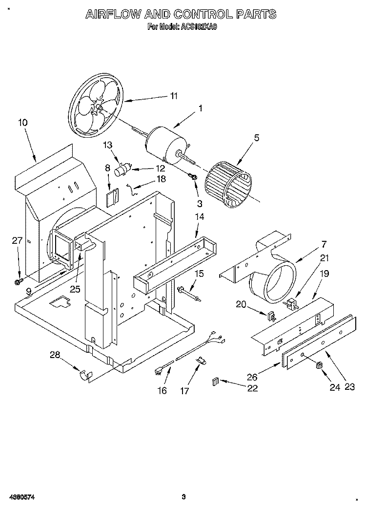 SECTION Diagram and Parts List for ACS102XA0  Whirlpool Air Conditioner