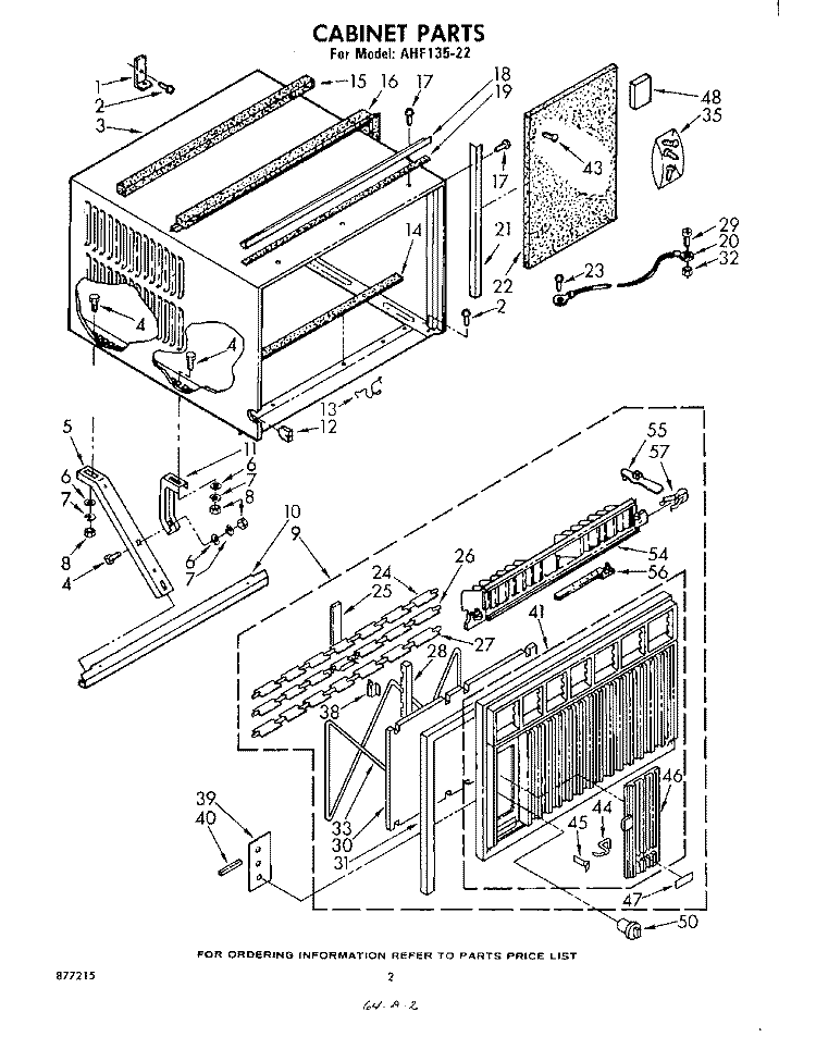 CABINET Diagram and Parts List for AHF13522  Whirlpool Air Conditioner