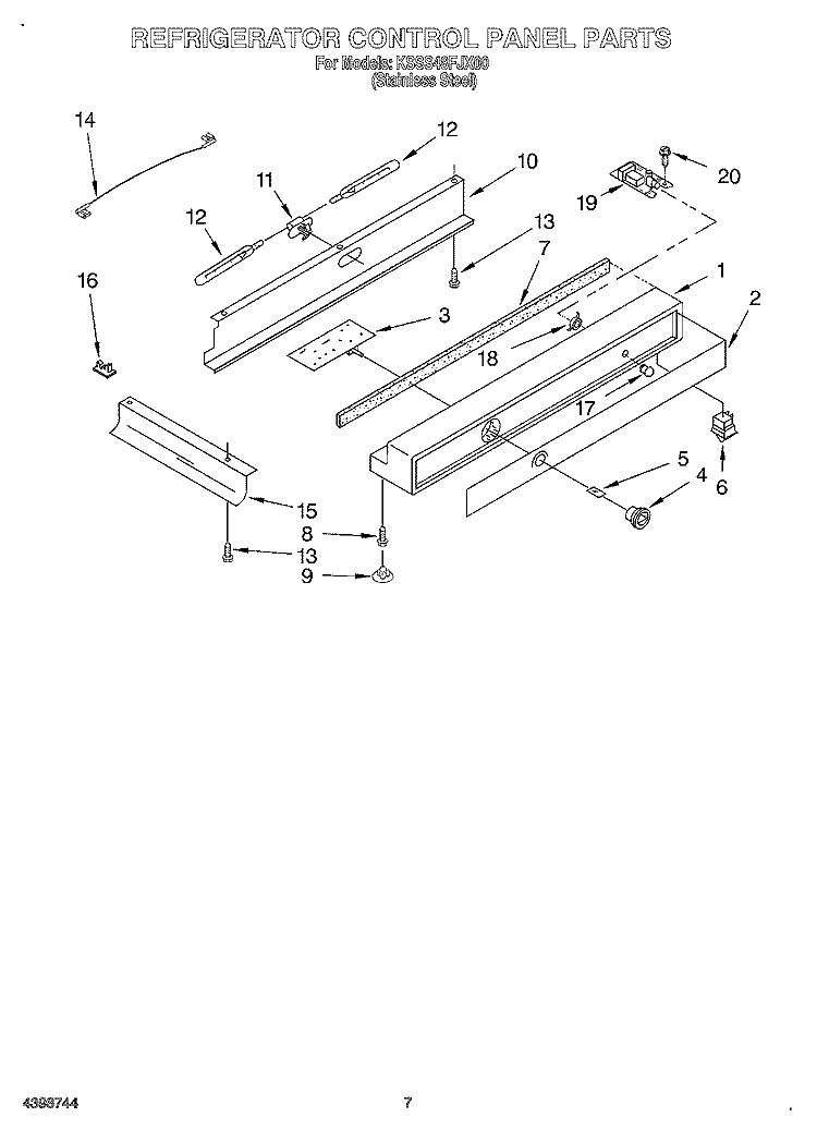 REFRIGERATOR CONTROL PANEL Diagram and Parts List for KSSS48FJX00  KitchenAid Refrigerator