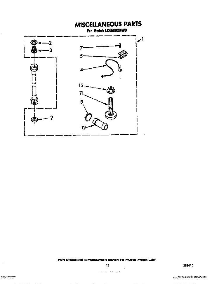 MISCELLANEOUS, LIT/OPTIONAL Diagram and Parts List for LC4500XKW0  Whirlpool Washer