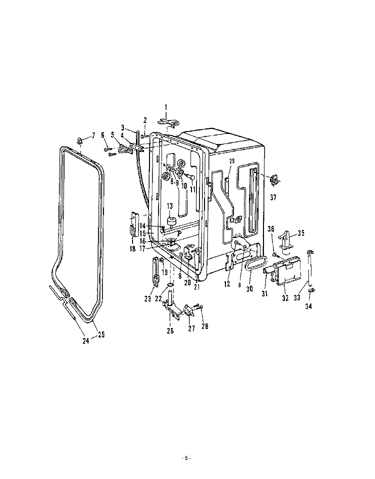 TUB Diagram and Parts List for 8515L00  Roper Dishwasher