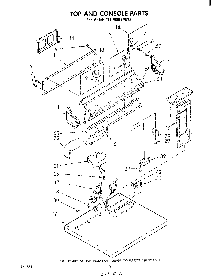 SECTION Diagram and Parts List for GLE7900XMW2  Whirlpool Dryer
