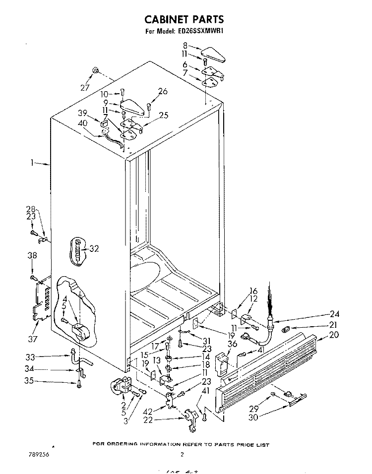 CABINET Diagram and Parts List for ED26SSXMWR1  Whirlpool Refrigerator