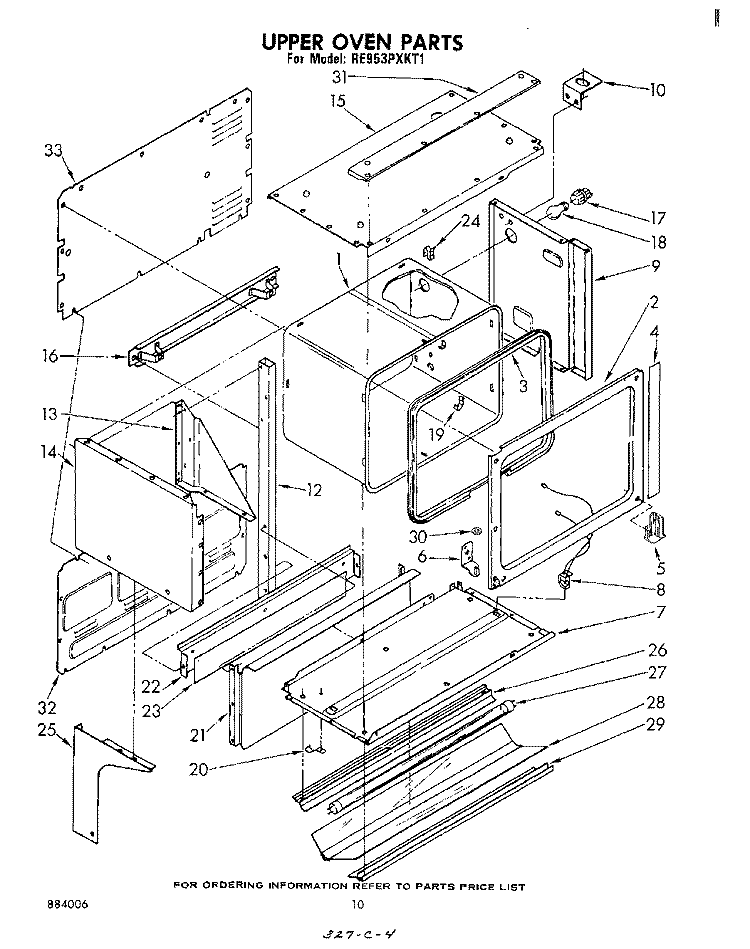 UPPER OVEN Diagram and Parts List for RE953PXKT1  Whirlpool Range