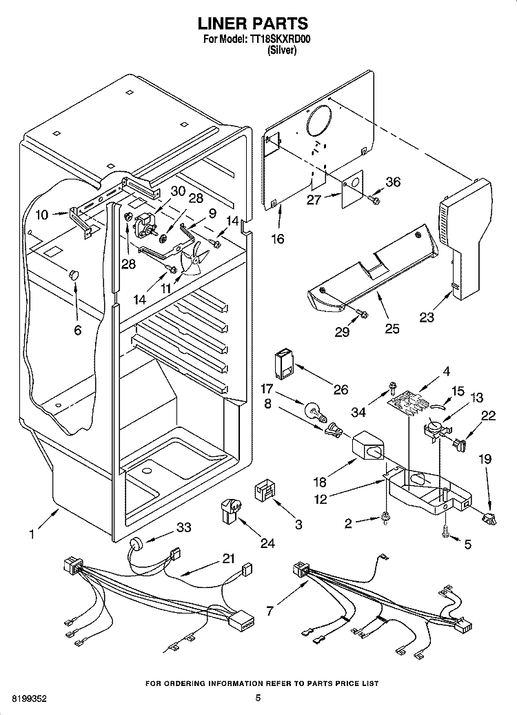 LINER PARTS Diagram and Parts List for TT18SKXRD00  Estate Refrigerator