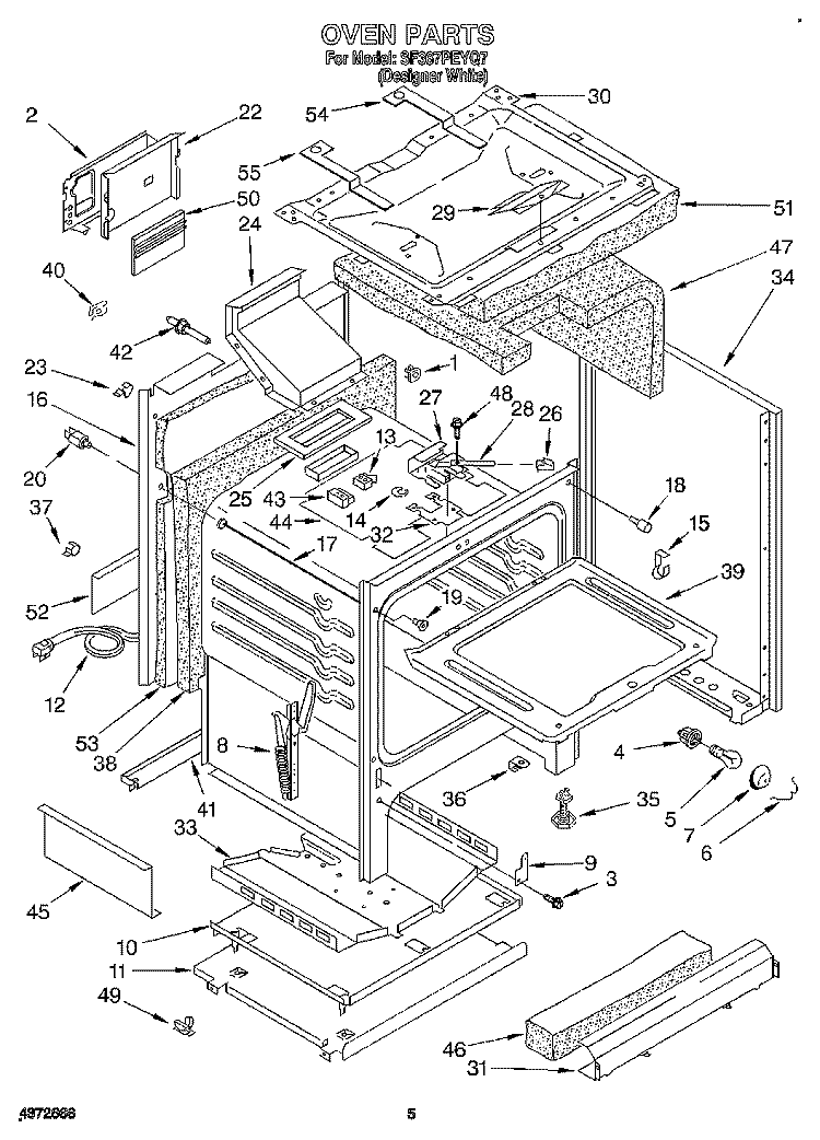 OVEN Diagram and Parts List for SF367PEYQ7  Whirlpool Range