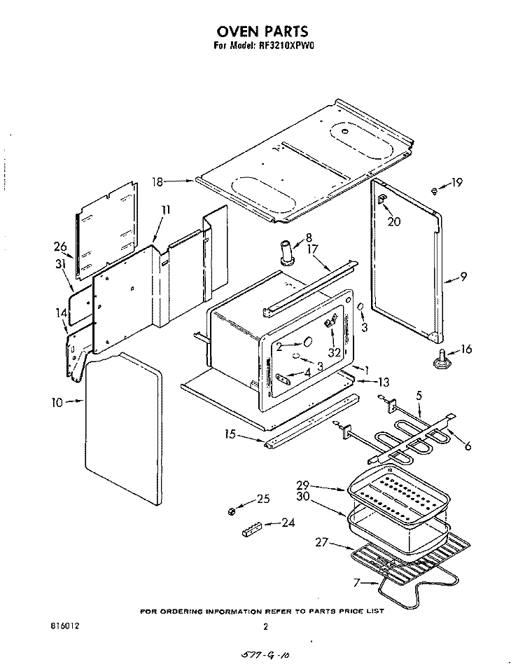 SECTION Diagram and Parts List for RF3210XPW0  Whirlpool Range