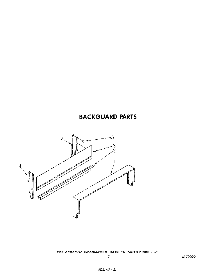BACKGUARD Diagram and Parts List for SF0100SRW0  Whirlpool Range