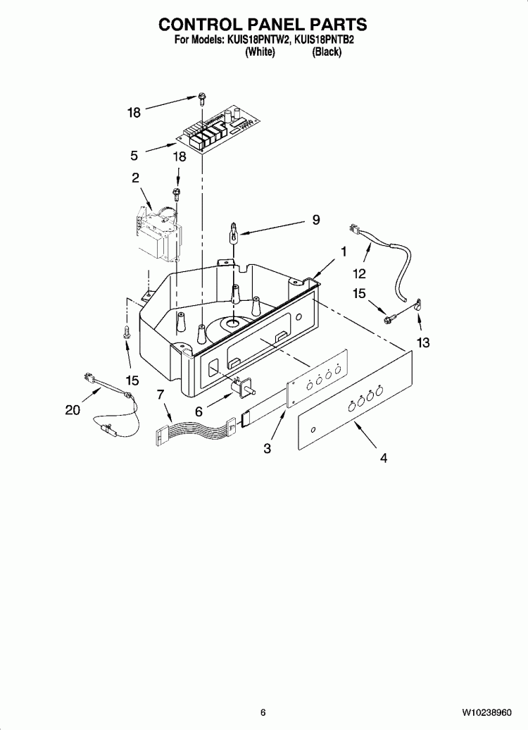 CONTROL PANEL PARTS Diagram and Parts List for KUIS18PNTB2  KitchenAid Ice Maker