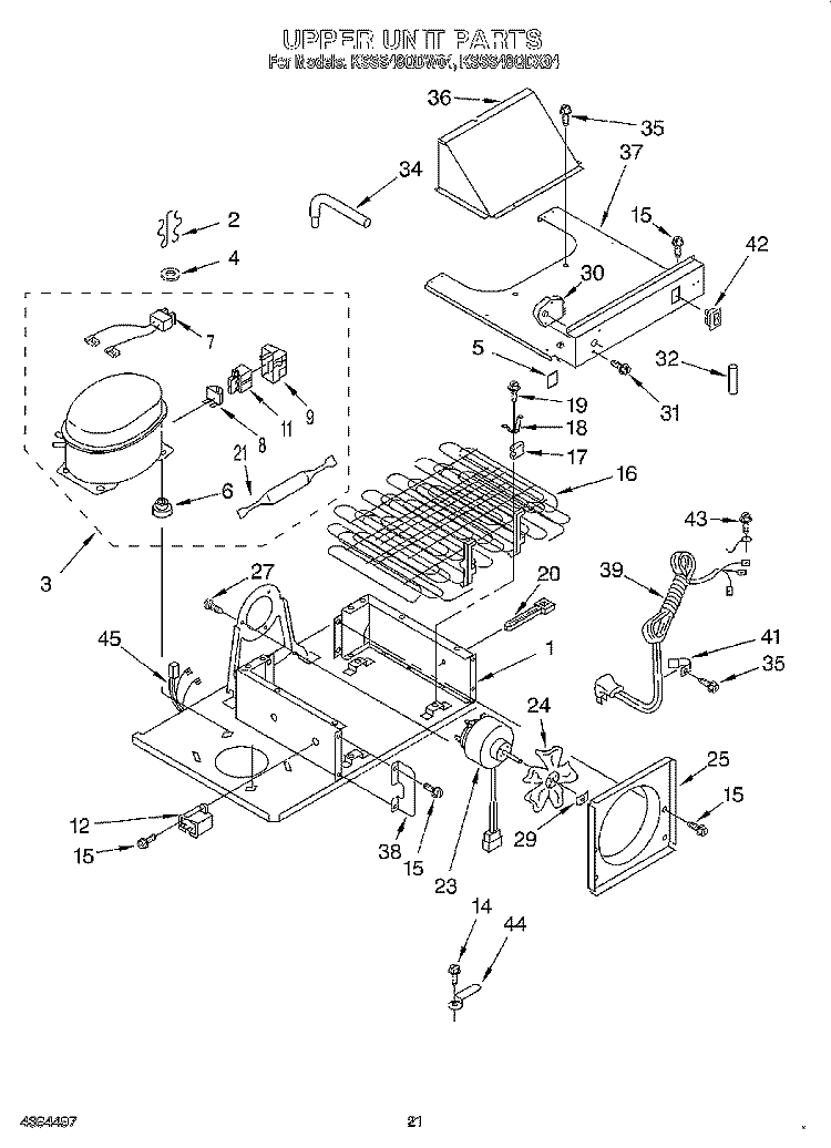 UPPER UNIT Diagram and Parts List for KSSS48QDX04  KitchenAid Refrigerator
