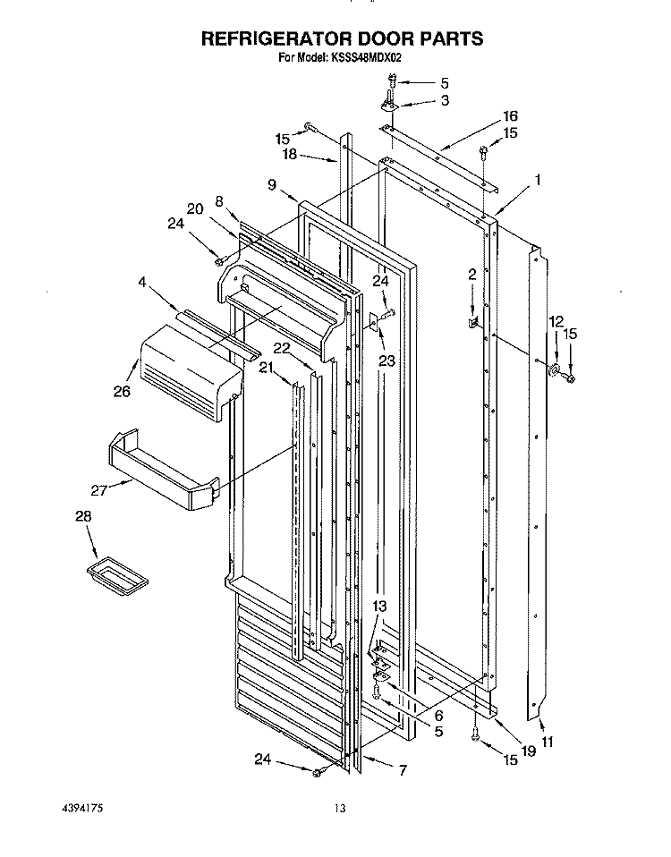 REFRIGERATOR DOOR Diagram and Parts List for KSSS48MDX02  KitchenAid Refrigerator