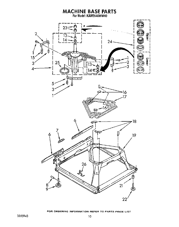 MACHINE BASE Diagram and Parts List for KAWE540WAL0  KitchenAid Washer