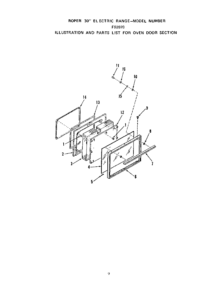 WIRE HARNESS AND COMPONENTS Diagram and Parts List for F9207W0  Roper Range