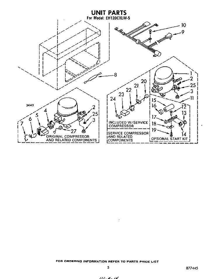 SECTION Diagram and Parts List for EH120CXLW5  Whirlpool Freezer