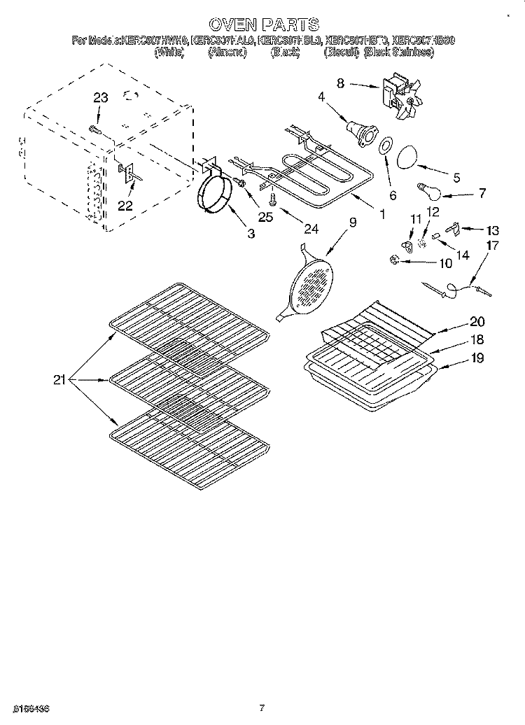OVEN Diagram and Parts List for KERC507HBS0  KitchenAid Range