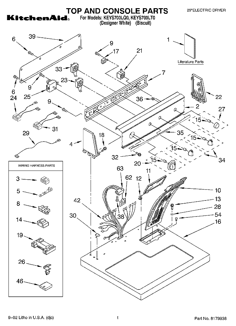 SECTION Diagram and Parts List for KEYS700LT0  KitchenAid Dryer