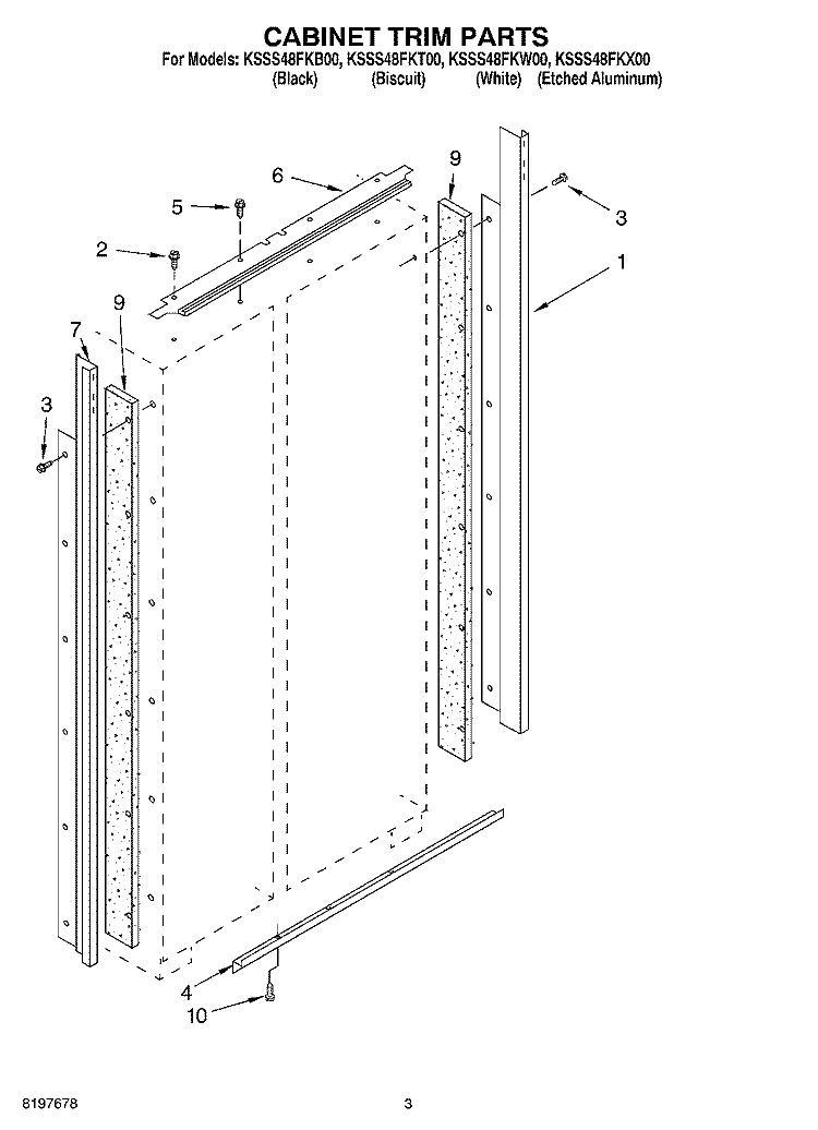 CABINET TRIM Diagram and Parts List for KSSS48FKT00  KitchenAid Refrigerator