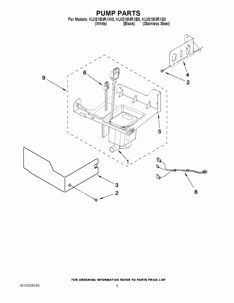 PUMP PARTS Diagram and Parts List for KUIS15NRXS0  KitchenAid Ice Maker
