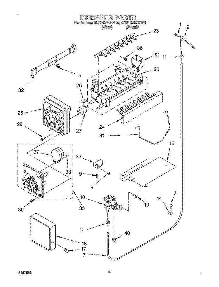 ICEMAKER Diagram and Parts List for 4KSRS25CHT00  KitchenAid Refrigerator