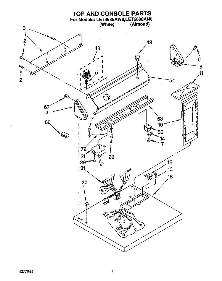 SECTION Diagram and Parts List for LET6638AW0  Whirlpool Dryer