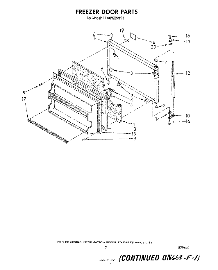 FREEZER DOOR Diagram and Parts List for ET18VKXSW00  Whirlpool Refrigerator