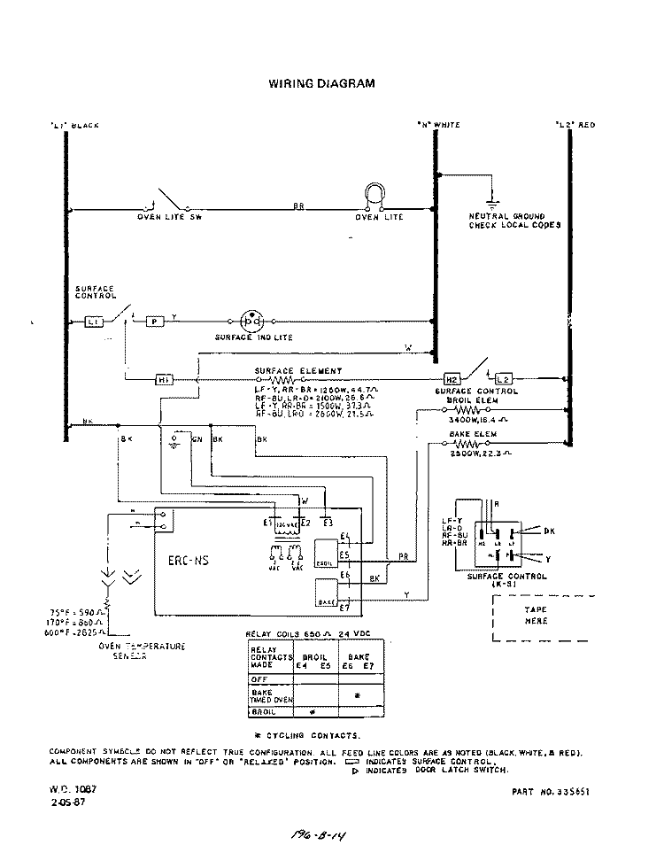 WIRING DIAGRAM Diagram and Parts List for F7607W0  Roper Range