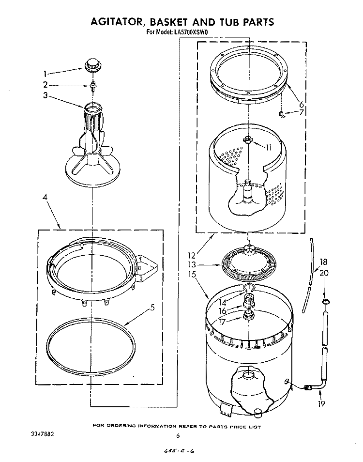 AGITATOR, BASKET AND TUB Diagram and Parts List for LA5700XSW0  Whirlpool Washer