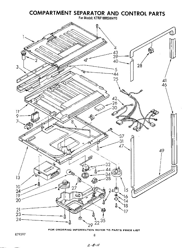 COMPARTMENT SEPARATOR AND CONTROL Diagram and Parts List for KTRF18MSPLY0  Whirlpool Refrigerator