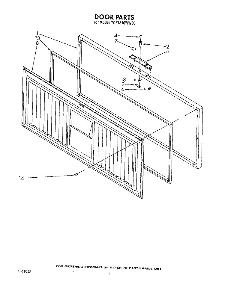SECTION Diagram and Parts List for TCF1510WW00  Whirlpool Freezer