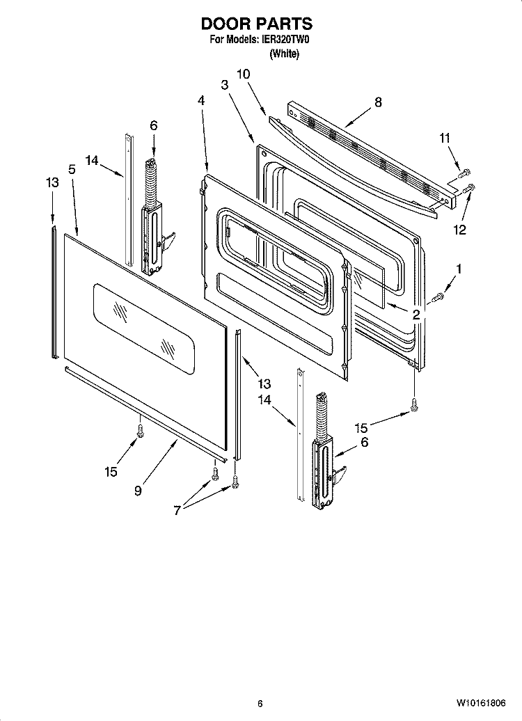 DOOR PARTS, OPTIONAL PARTS (NOT INCLUDED) Diagram and Parts List for IER320TW0  Inglis Range