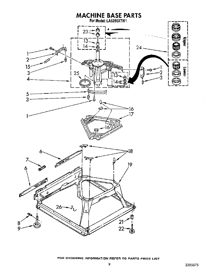 MACHINE BASE Diagram and Parts List for LA5280XTW1  Whirlpool Washer