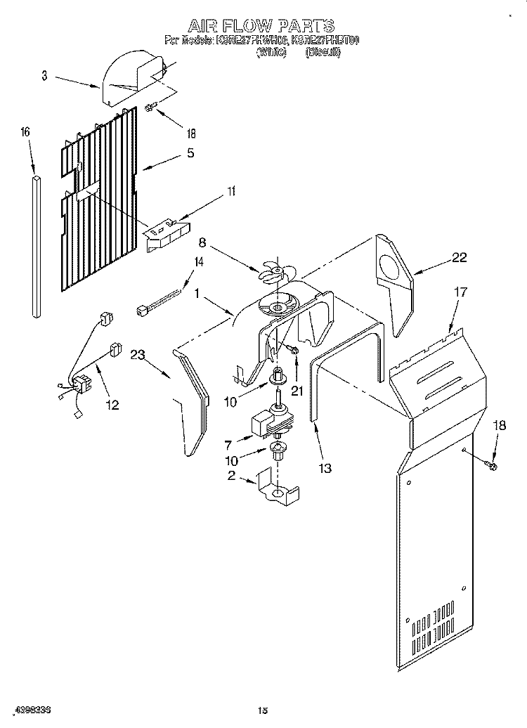 AIR FLOW Diagram and Parts List for KSRE27FHBT00  KitchenAid Refrigerator